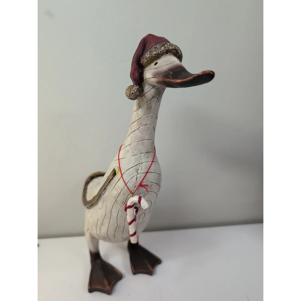 Folk Art Resin Holiday Christmas Duck Figure 13 In